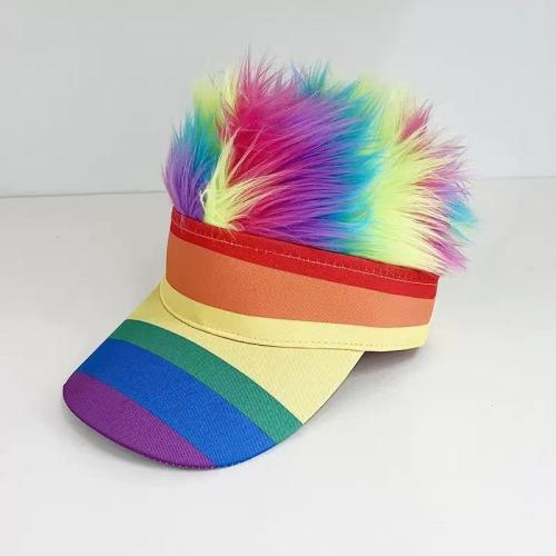 Rainbow Messy Wig Sun Visor Hat